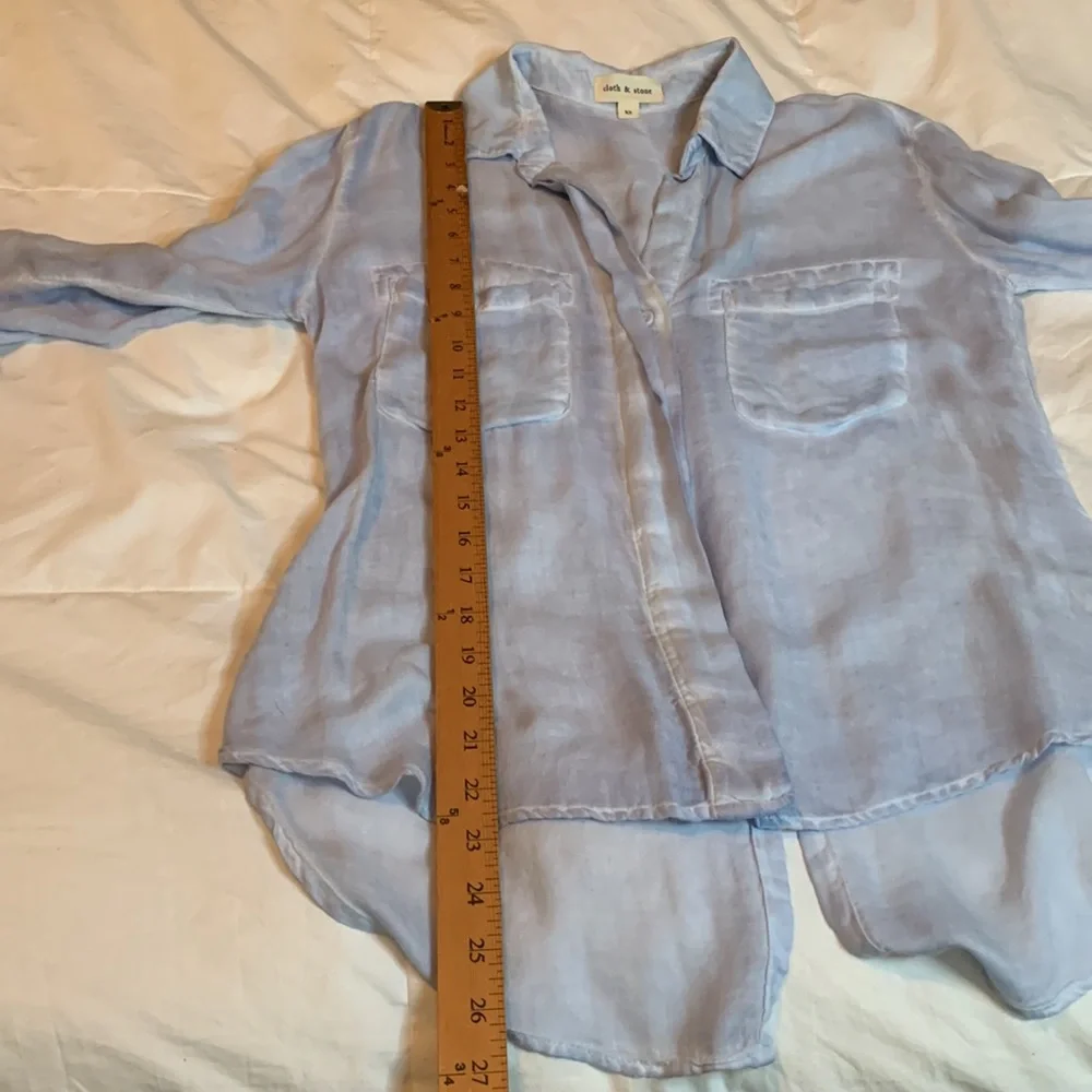Cloth & Stone Anthropology Blue Button Down Shirt Roll Tab Sleeve Women’s XSmall_14
